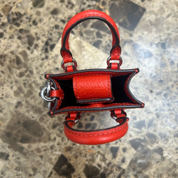 Coach Cherry Red Pebbled Leather Keychain Bag - Picture 4 of 7